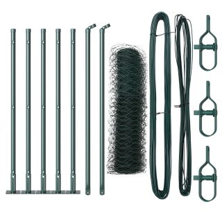 kuusnurkne aed roheline 0.4x10 m teras,aiapostid alusplaatidega 7 tk Ø32mm 50cm kuumtöödelud teras