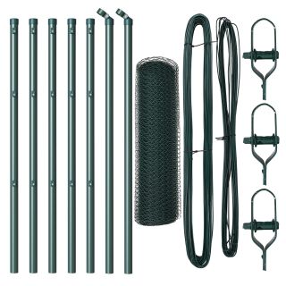 Kuusnurkne Aed Roheline 0.8x10 m Teras,Aedapostid 7 tk Roheline Ø32 mm 120 cm Galvaniseeritud Teras