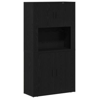Kõrge kapp Must Tamme 80x33x150 cm Töödeldud Puit