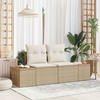 kaheinimese aiamööbel koos padjadega Beež Polü Rattan