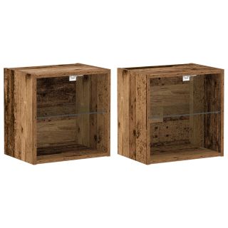Ujuv riiul 2 tk Vana puit 40x28,5x40 cm Tehispuit