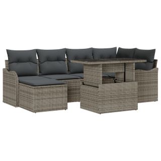 7-osaline aia diivanikomplekt koos patjadega hall polü rattan,2-kohaline aia diivan koos patjadega hall polü rattan