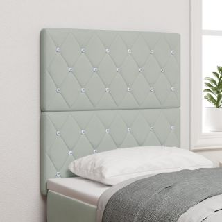 Voodiots Kristallnuppudega Peidetud Helehall 80 cm Samet,Voodiots Kristallnuppudega Peidetud Helehall 160 cm Samet