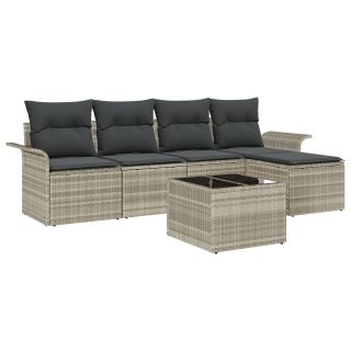 6-osaline aiadiivanite komplekt padjadega hall polü rattan,2-kohaline aiadiivan salvestuse ja padjadega helehall polü rattan