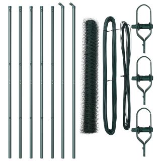 Heksagonaal Aed Roheline 1x10 m Teras,Aed Postid 7 tk Roheline Ø32 mm 150 cm Galvaniseeritud Teras