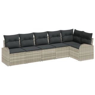 6-osaline aiakaubik komplekt padjadega Helehall Polü Rattan,2-kohaline aiakaubik hoiustamiseks ja padjades Helehall Polü Rattan