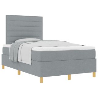 Box Spring voodi madratsiga helehall väike kaheteistkümnes kangas