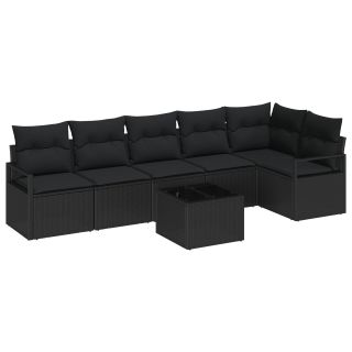 7 tükine aia diivanikomplekt pehmendustega beež polü rattan,2-seater aia diivan pehmendustega must polü rattan