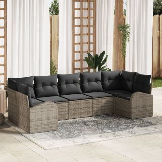 7-osaline aiatoolide komplekt padjadega hall Poly Rattan