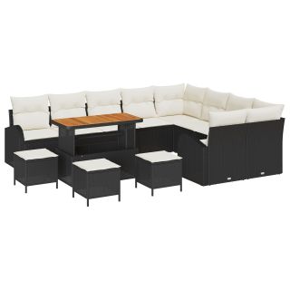 13-osaline aia diivanikomplekt padjadega Must Polü Rattan Akatsia,2-kohaline aia diivan ladustamise ja padjadega Must Polü Rattan,4-osaline aia söögikomplekt padjadega Must Polü Rattan Akatsia