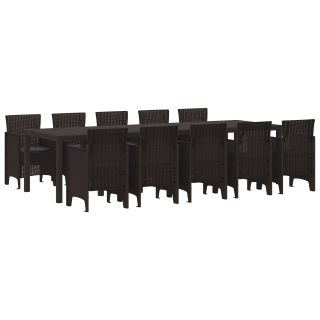 11-osaline aia söögikomplekt patjadega pruun polürotang,aia laud pruun 150x100x73 cm polürotang,aia toolid patjadega 2 tk pruun polürotang,aia toolid patjadega 4 tk pruun polürotang