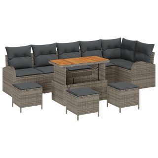 10-osaline Aed Sofa Komplekt Patjadega Hall Polürotang Acacia,2-isteiga Aed Sofa Patjadega Hall Polürotang,4-osaline Aed Söömiskomplekt Patjadega Hall Polürotang Acacia