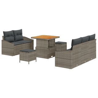 8-osaline Aia Sofo Komplekt padjadega Hall Polürotang Acacia,2-seitme Aia Sofa padjadega Hall Polürotang,3-osaline Aia Küljelauakomplekt padjadega Hall Polürotang Acacia