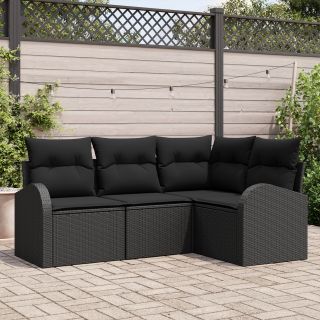 4-osaline Aia Diivani Komplekt Padjadega Must Polü Rattan