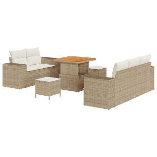 8 tükine aiadiivanite komplekt padjadega Beež Polürottang Acacia,3 tükine aiadining komplekt padjadega Beež Polürottang Acacia