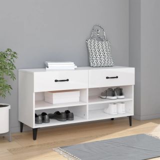 jalatsikapp, kõrgläikega valge, 102 x 35 x 55 cm, tehispuit