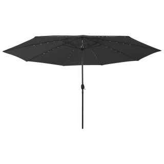 aia päikesevari LED-tuledega, 400 cm, must