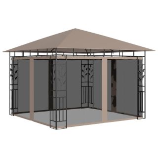 varjualune sääsevõrguga, 3x3x2,73 m, pruunikashall, 180 g/m²