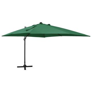konsooldisainiga aia päikesevari post ja LED, roheline, 300 cm