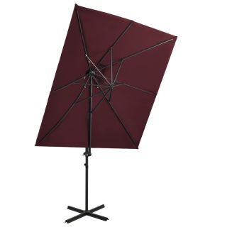 Зонт консольный двойной с крышей 250x250 см бордовый