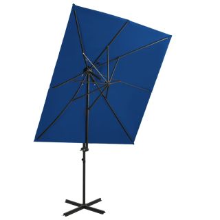 Зонт консольный с двойной крышей 250x250 см синего цвета