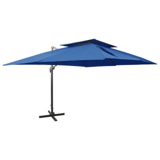 konsooldisainiga päikesevari topelt katus 400x300 cm sinine