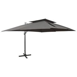 konsooldisainiga päikesevari topelt katus 400x300 cm antratsiit