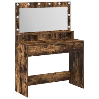 Tualettlaud LED-valgustitega Suitsutatud Puit 100x41x135 cm
