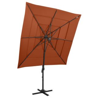 Зонт садовый 4-х складной, алюминий, терракотовый 250x250 см