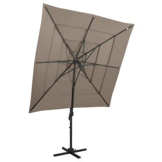 Зонт садовый 4-х складной, алюминиевый шест, коричневый 250x250 см
