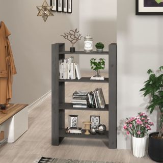 Книжная полка/разделитель комнаты, серая, 80 x 35 x 125 см, сосна
