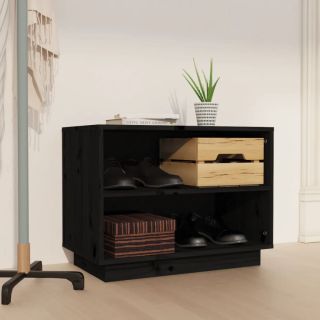Тумба для обуви, черная, 60x34x45 см, массив сосны
