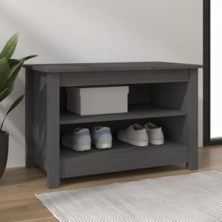 Скамейка для обуви, серая, 70 x 38 x 45,5 см, сосна