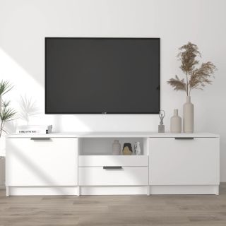 Тумба под телевизор, белая, 140x35x40 см, искусственное дерево