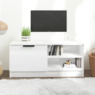 Тумба под телевизор, белый глянцевый, 80x35x36,5 см, искусственное дерево