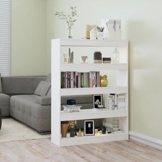 Книжный шкаф/разделитель комнаты, глянцевый белый, 100 x 30 x 135 см