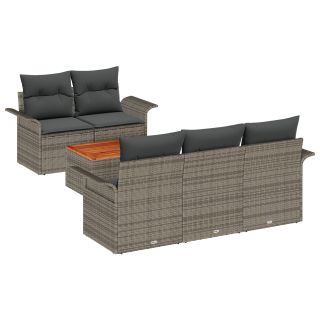 6-osaline Aed Diivanikomplekt koos Padjadega Hall Polü Rattan Acacia,2-kohaline Aed Diivan koos Hoiustamise ja Padjadega Hall Polü Rattan
