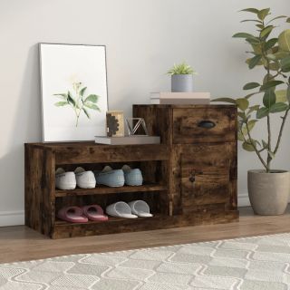 тумба для обуви, копченый дуб, 100x42x60 см, искусственное дерево