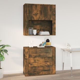 настенный шкаф, копченый дуб, 80x33x80 см, искусственное дерево