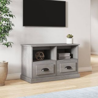 Тумба под телевизор, серый дуб Сонома, 80x35x50 см, искусственное дерево