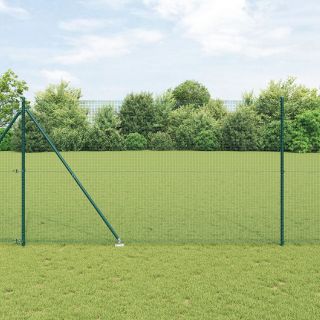 Keermestatud Traiaed koos 7 Kinnituspostiga Roheline 1.5x10 m Teras