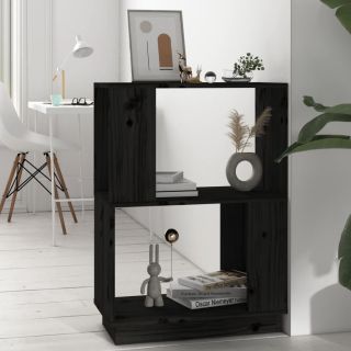 Книжный шкаф/разделитель комнаты, черный, 51x25x70 см, массив сосны