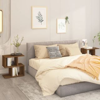 прикроватные тумбочки 2 шт., коричневый дуб, 50 x 30 x 51,5 см, искусственное дерево