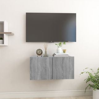 Настенная тумба под телевизор, серый дуб Сонома, 60 x 30 x 30 см, искусственное дерево