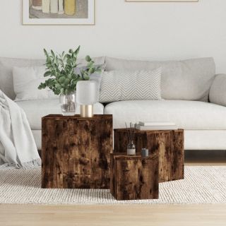 дополнительные столы 3 шт., копченый дуб, искусственное дерево