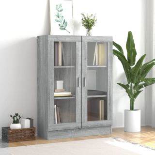 Витринный шкаф, серый дуб Сонома, 82,5x30,5x115 см, искусственное дерево