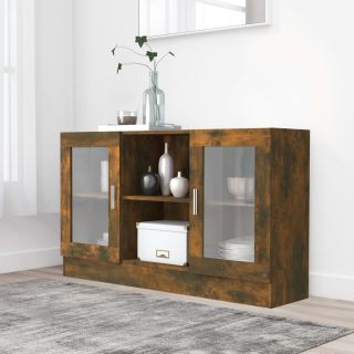 vitriinkapp, suitsutatud tamm, 120 x 30,5 x 70 cm, tehispuit