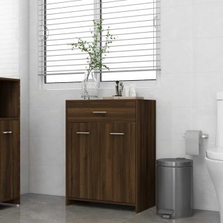 Тумба для ванной комнаты, коричневый дуб, 60 x 33 x 80 см, искусственное дерево