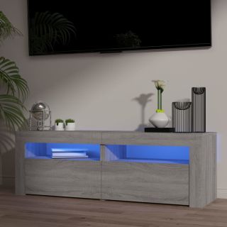 Тумба под телевизор с LED-подсветкой, серый дуб Сонома, 120 x 35 x 40 см