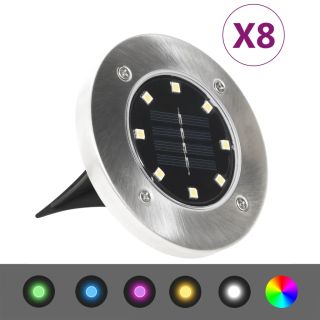 päikesepatareidega maapinnavalgustid, 8 tk LED-tuledega, RGB